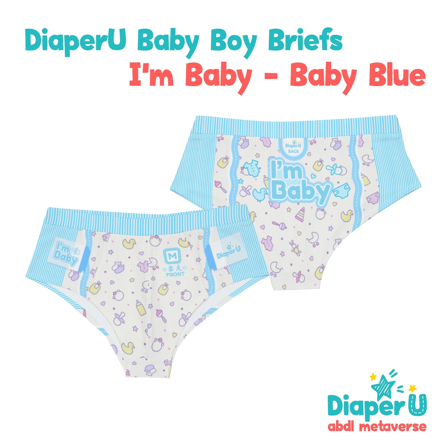 ABDL Adult Baby Boy Briefs - I'm Baby (Baby Blue) – DiaperU