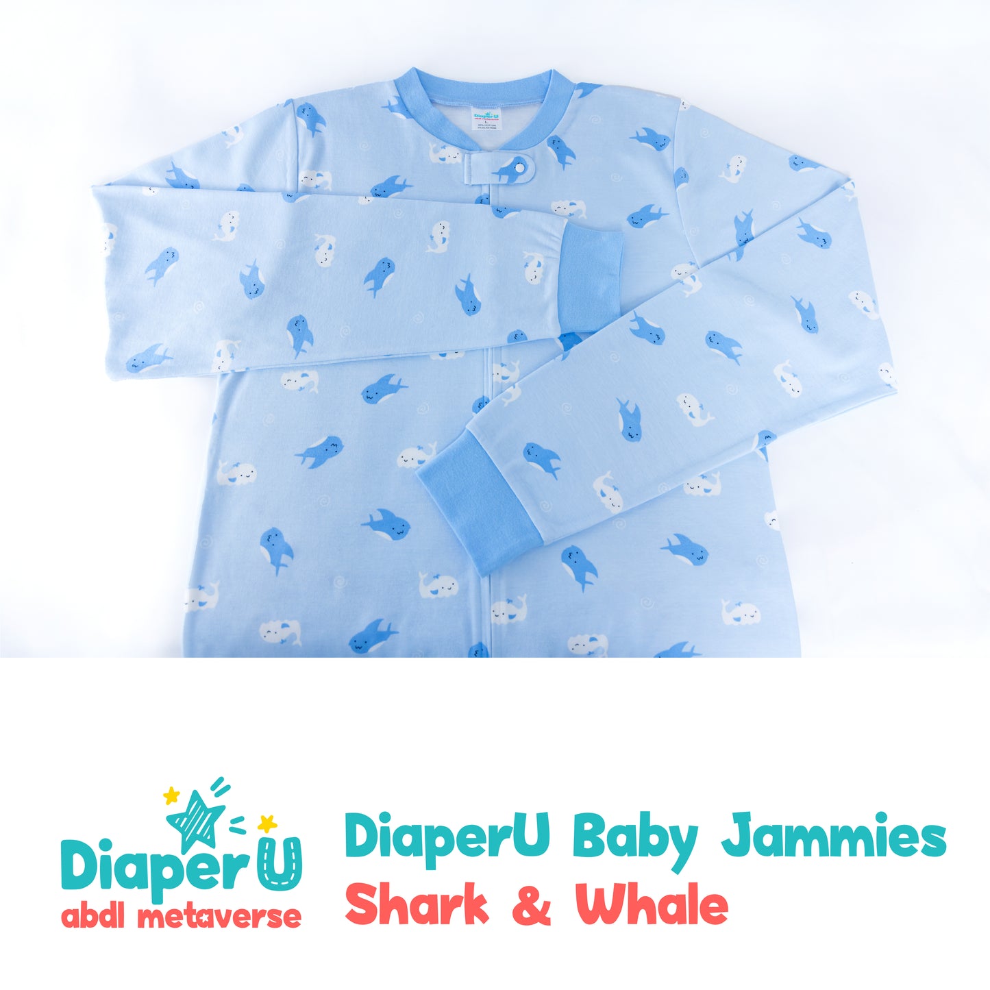 ABDL Footed Jammies - Shark & Whale