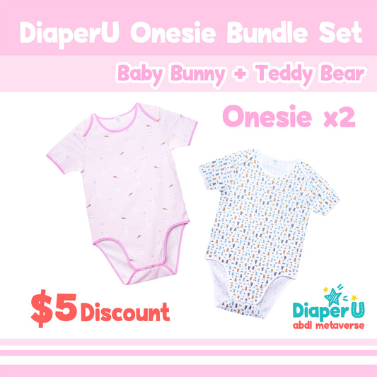 ABDL Onesie - Baby Bunny & Teddy Bear Bundle Set (2 Onesie)