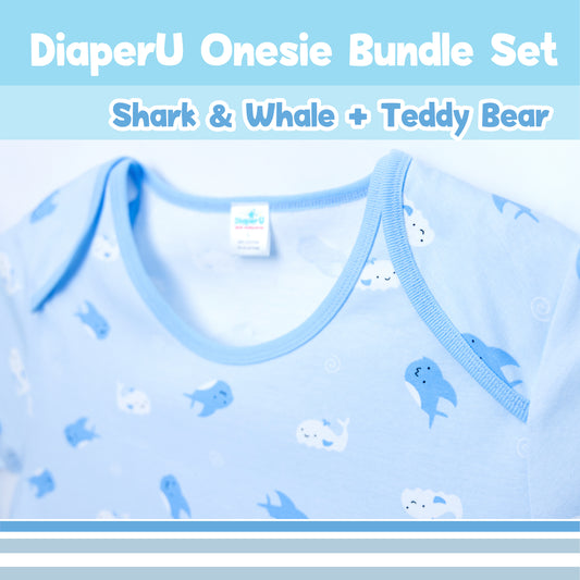 ABDL Onesie - Shark & Whale & Teddy Bear Bundle Set (2 Onesie)