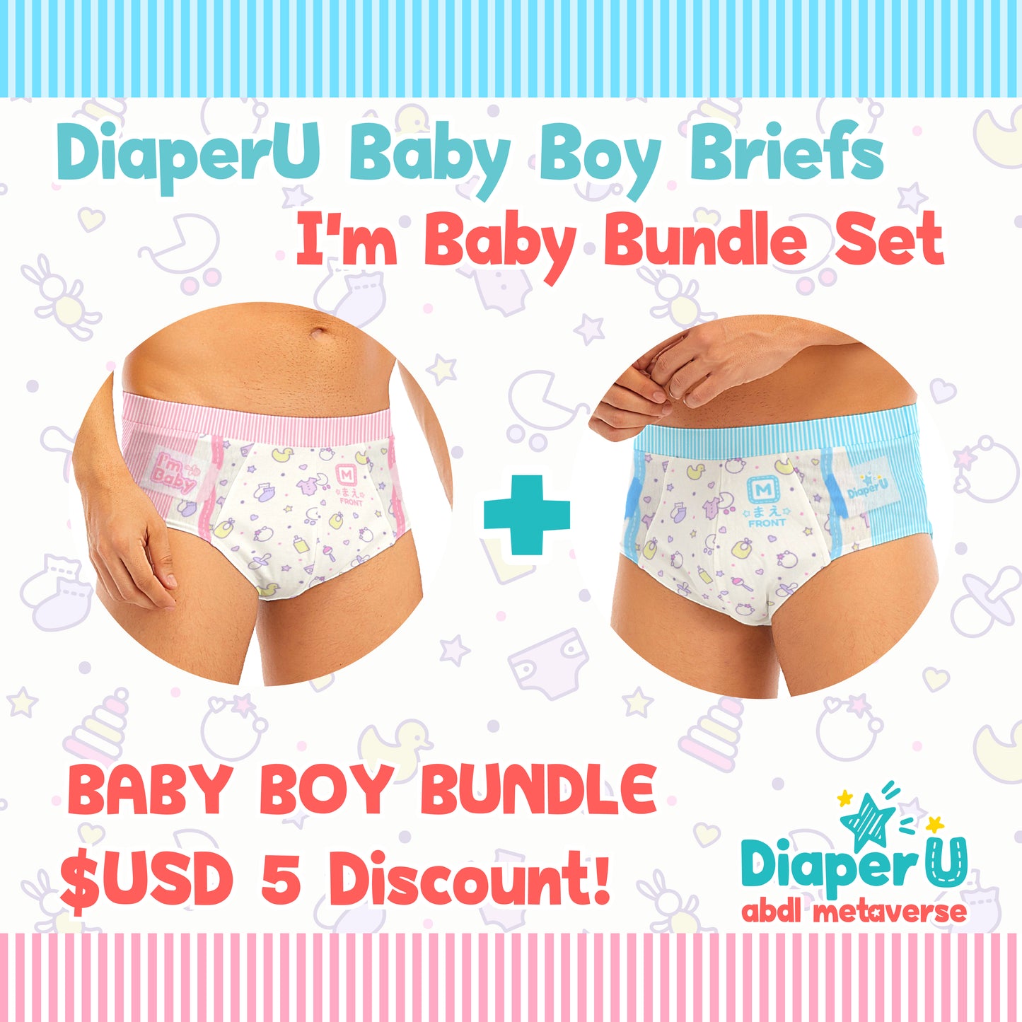 ABDL Baby Boy Briefs Bundle - I'm Baby Bundle Set