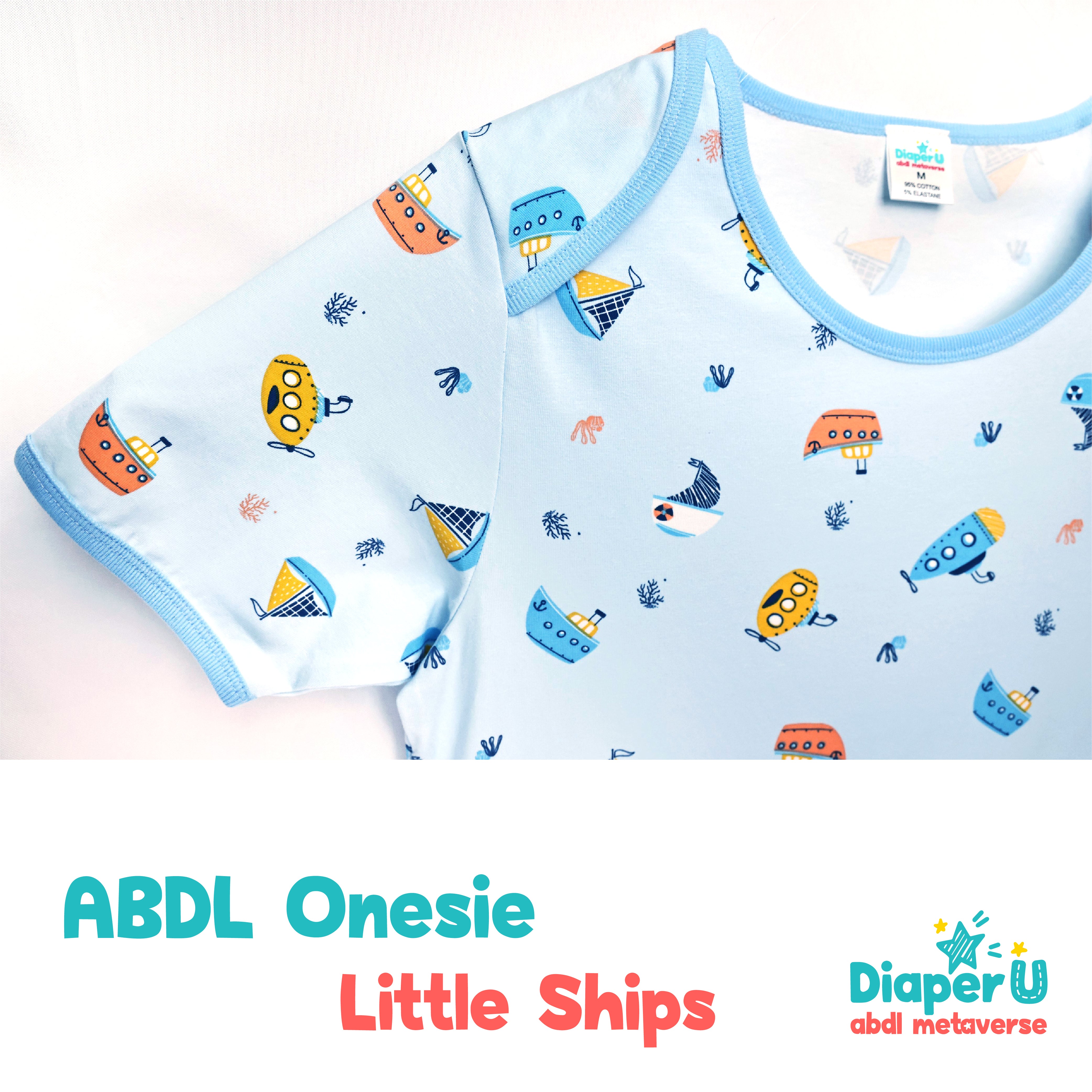 ABDL Adult Baby Onesie Little Ships DiaperU ABDL Adult Baby Onesie Little Ships DiaperU