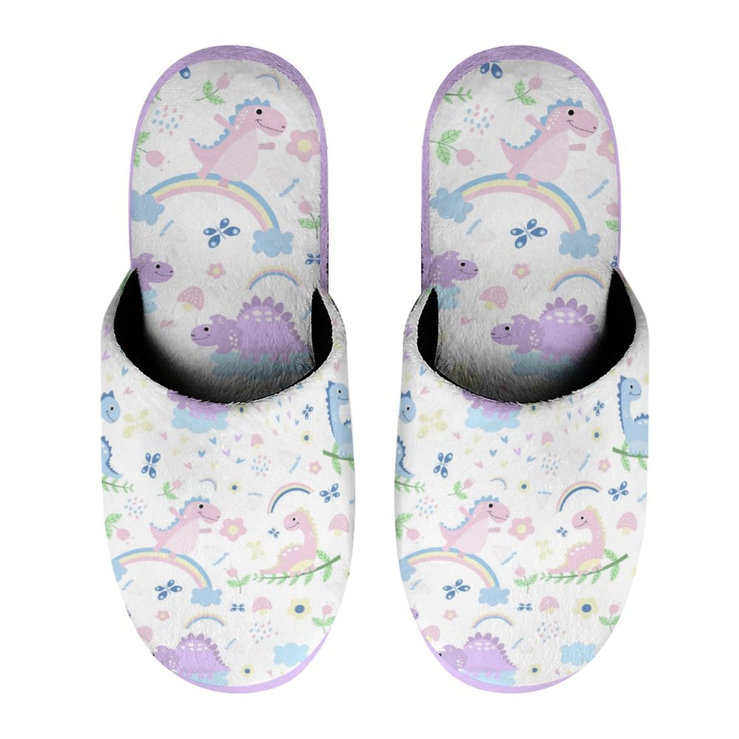 Men Size Extra Warm Slippers - Purple Dino